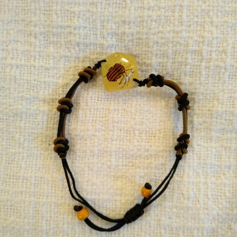 Acrylic Glow in the Dark Beetle Adjustable Cord Bracelet